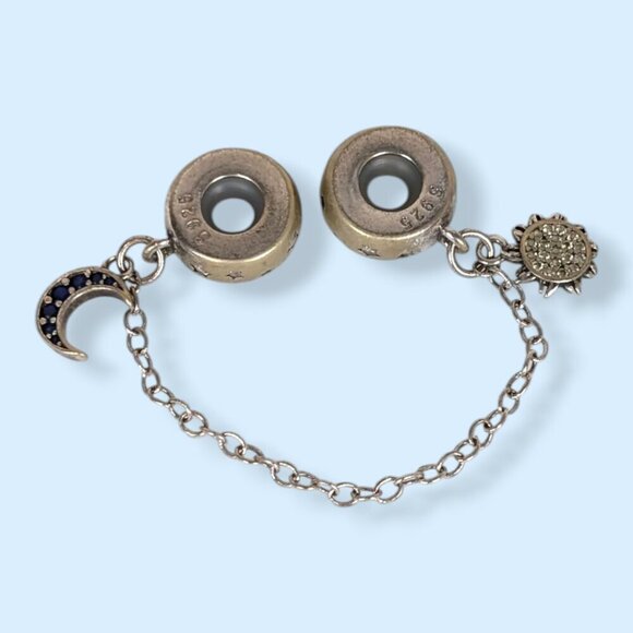 Jewelry - Sterling Sun & Moon Safety Chain Charm